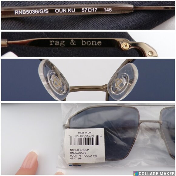 Rag & Bone Antique Gold Geometric Aviator Navigator, Lightweight Unisex 5036GS main image 9